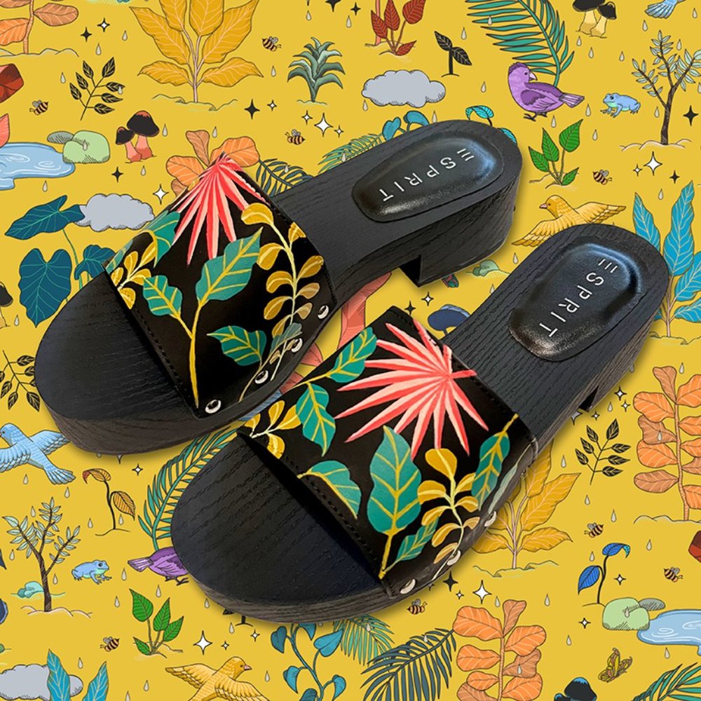 New Hand-painted Esprit Caylee Heeled Sandals Slipper Heels Size 7.5